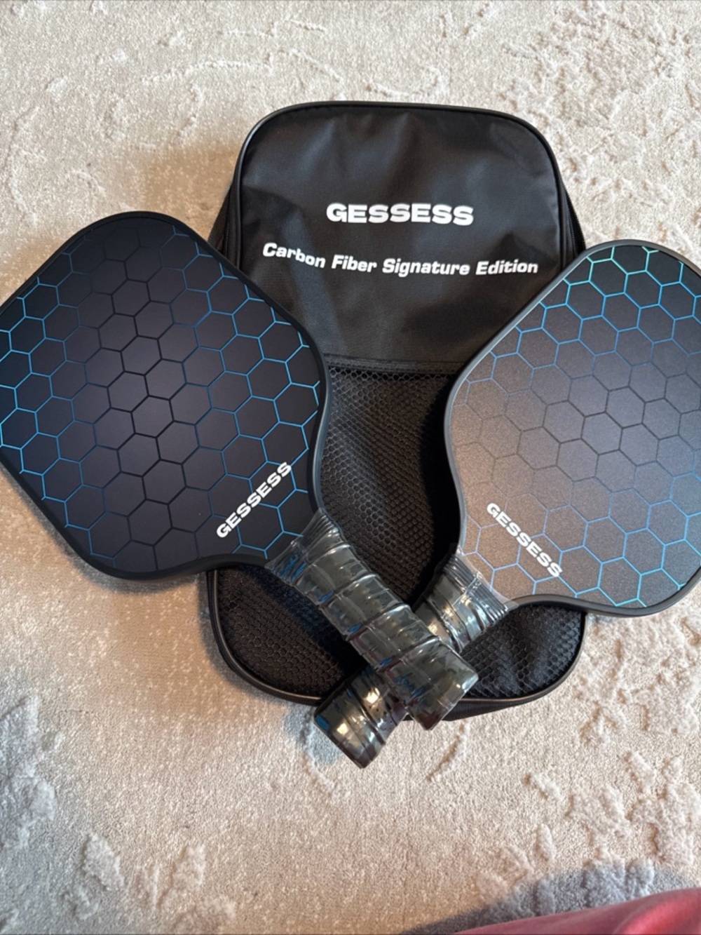 Carbon Fiber Signature Edition Pickleball Paddles - Black/Blue (2 Pack)